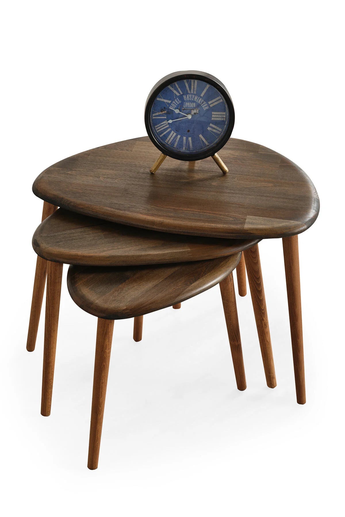 Masif Doğal Ahşap Zigon Sehpa 3'lü Set