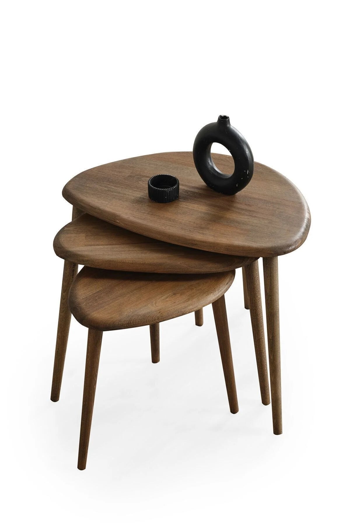 Masif Doğal Ahşap Zigon Sehpa 3'lü Set