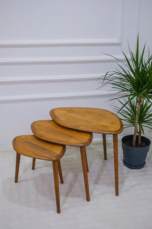 Arica | Solid Wood Nesting Coffee Tables (Oak)