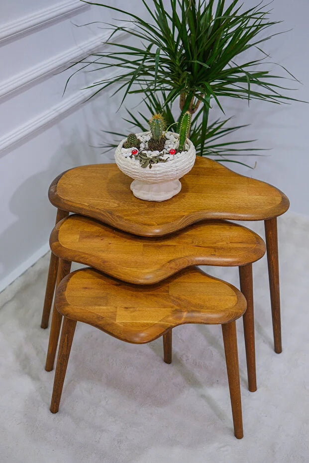 Arica | Solid Wood Nesting Coffee Tables (Oak)
