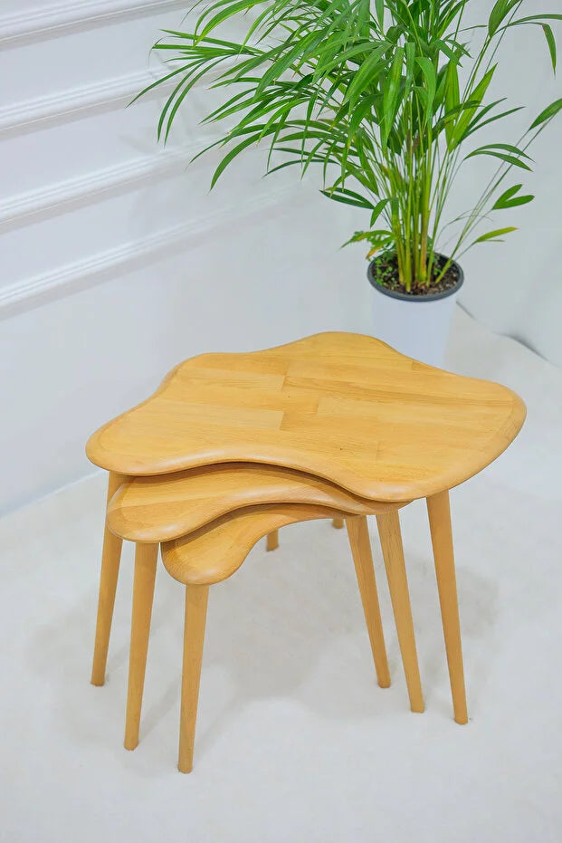 Arica | Solid Wood Nesting Coffee Tables (Naturel)