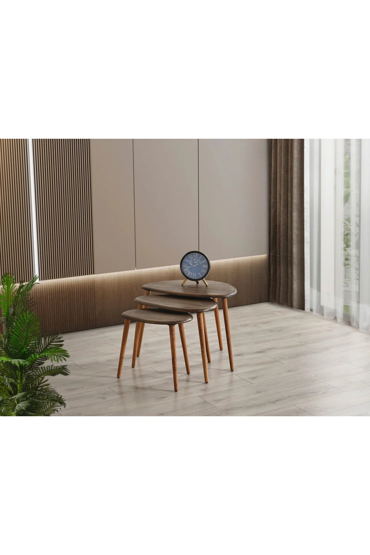 Masif Doğal Ahşap Zigon Sehpa 3'lü Set