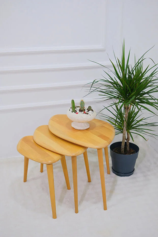 Arica | Solid Wood Nesting Coffee Tables (Naturel)