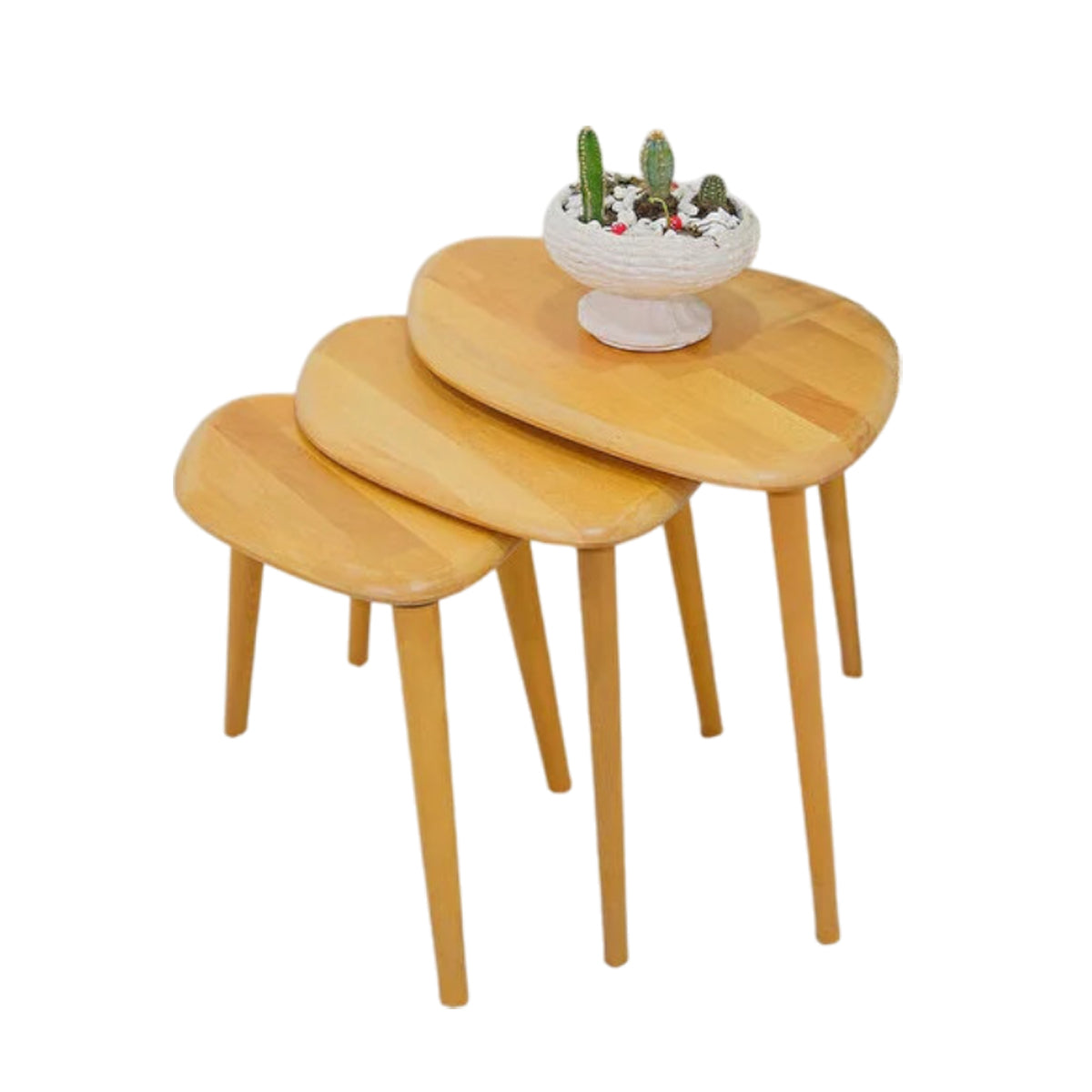 Arica | Solid Wood Nesting Coffee Tables (Naturel)