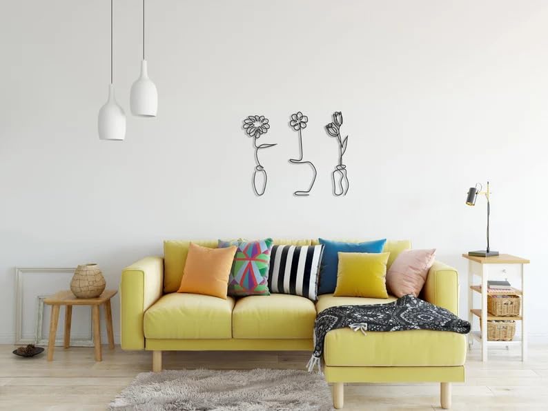 3 Pcs Flower | Metal Line Art