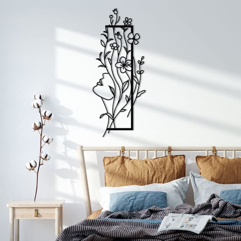 Flower and  Woman | Metal Wall Art