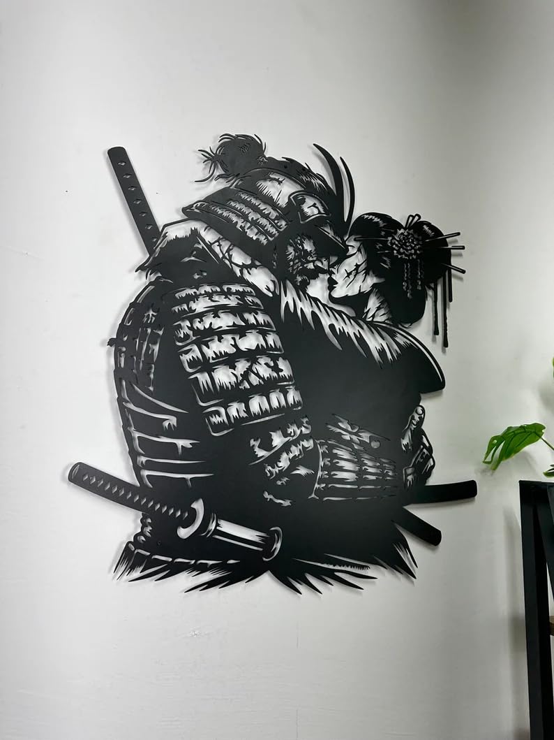 Samurai Warrior & Geisha | Metal Wall Art