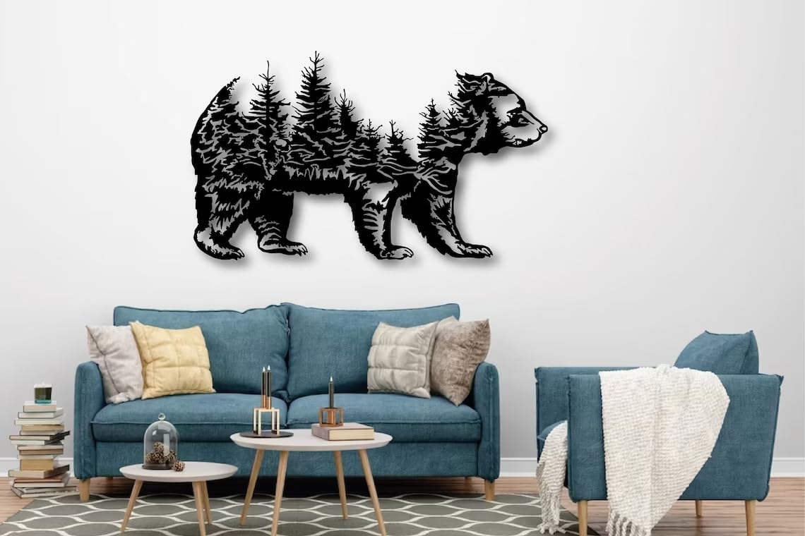 Bear & Forest | Metal Wall Art