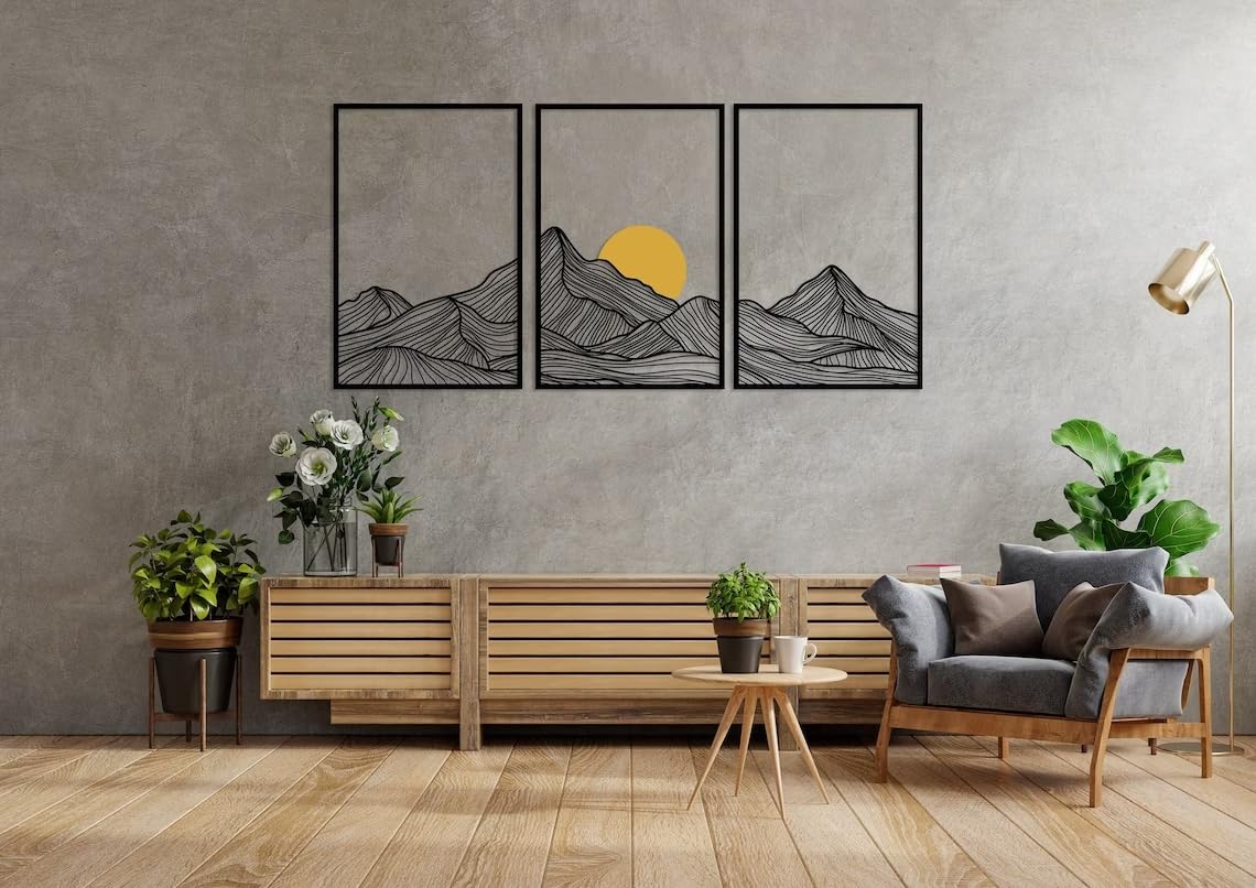 Mountain and Sun | Metal Wall Art
