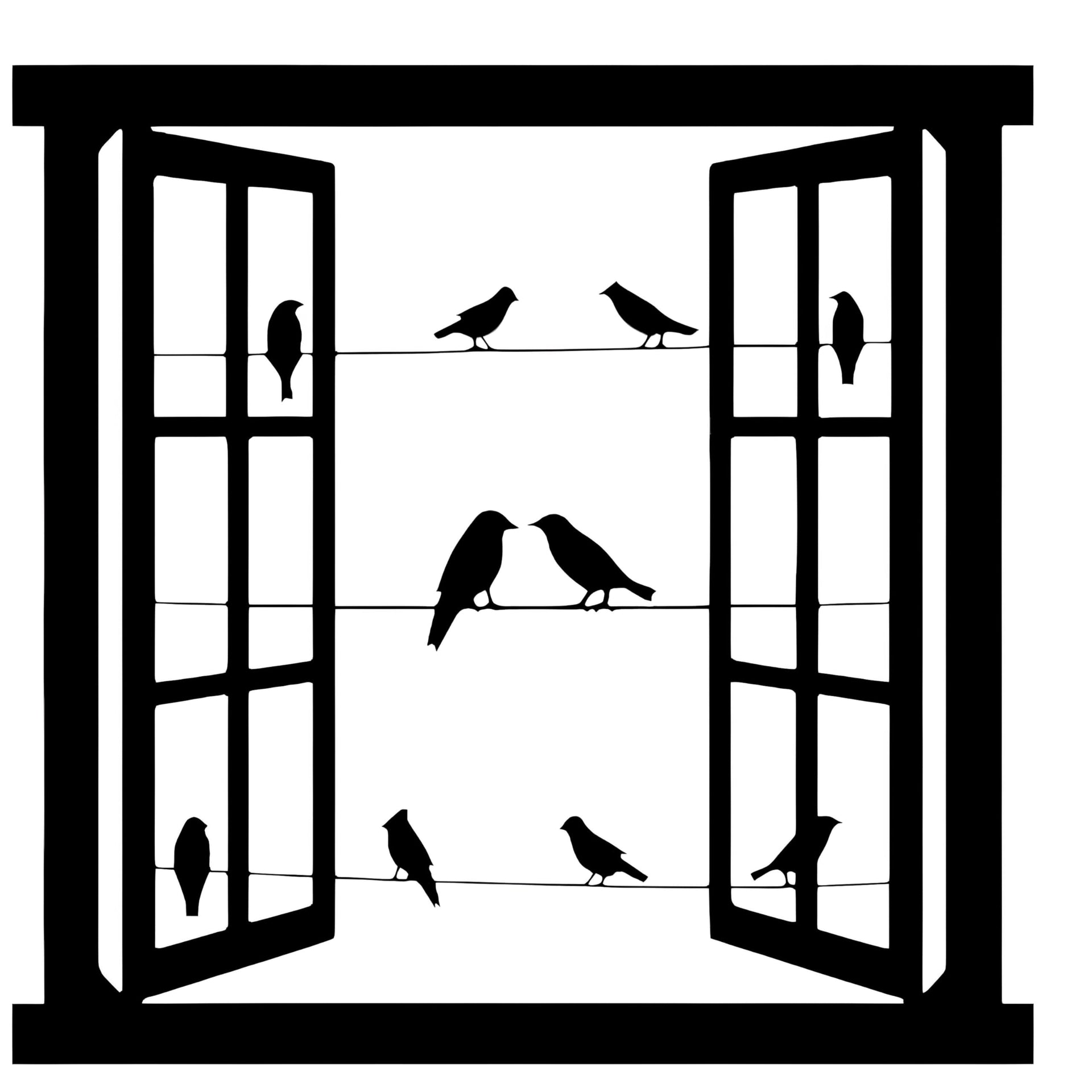 Windows & Birds | Metal Wall Art