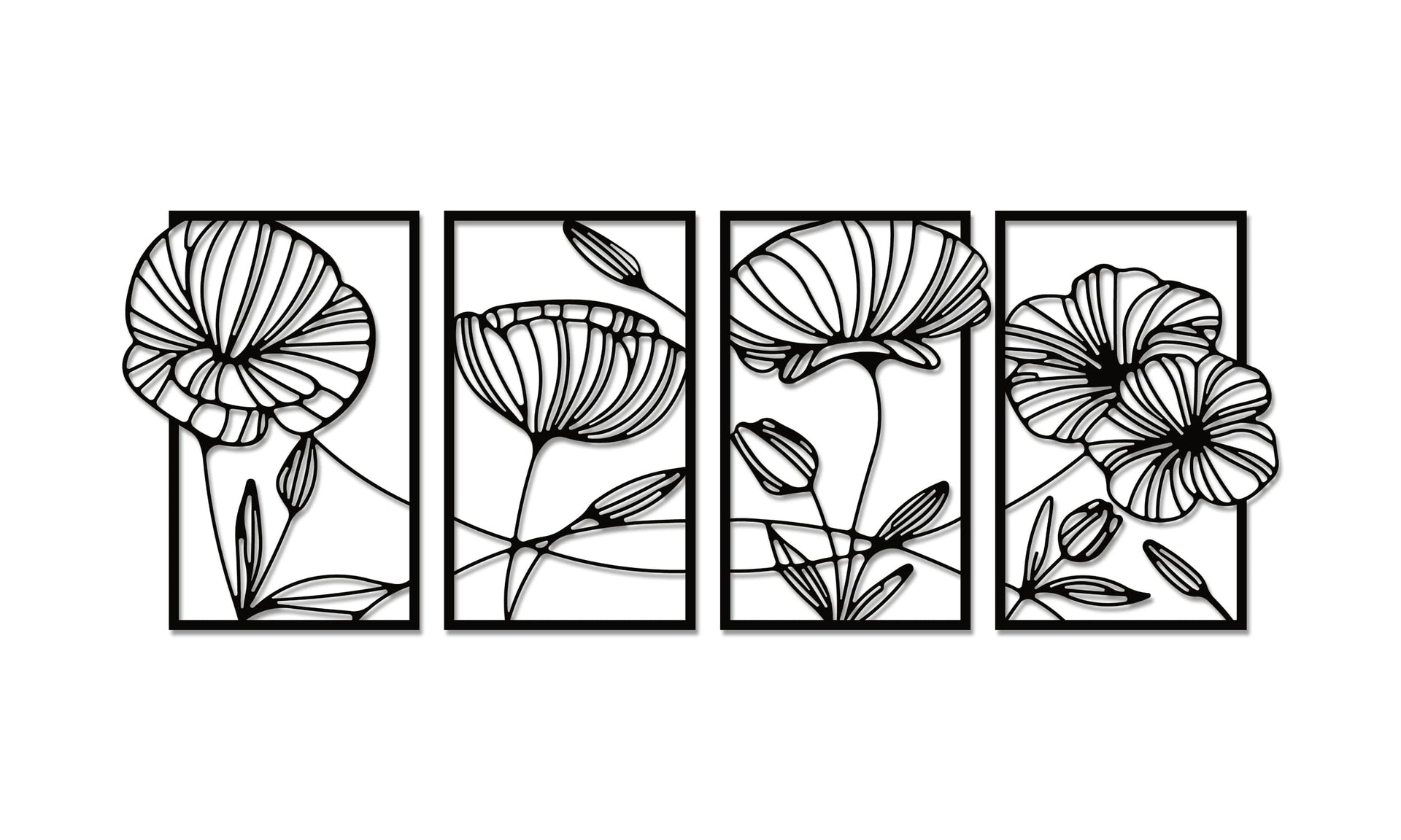 3 Pcs Flower | Metal Wall Art