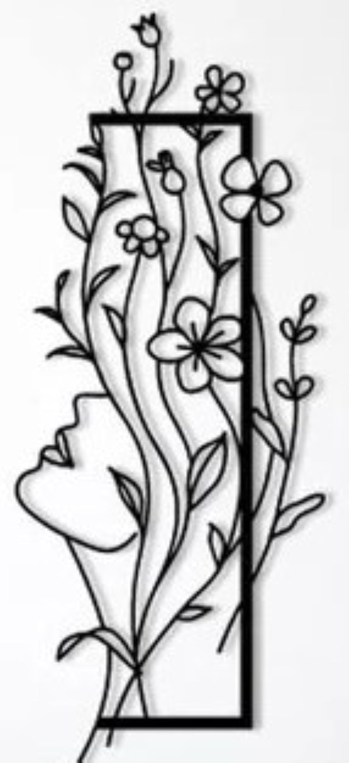 Flower and  Woman | Metal Wall Art