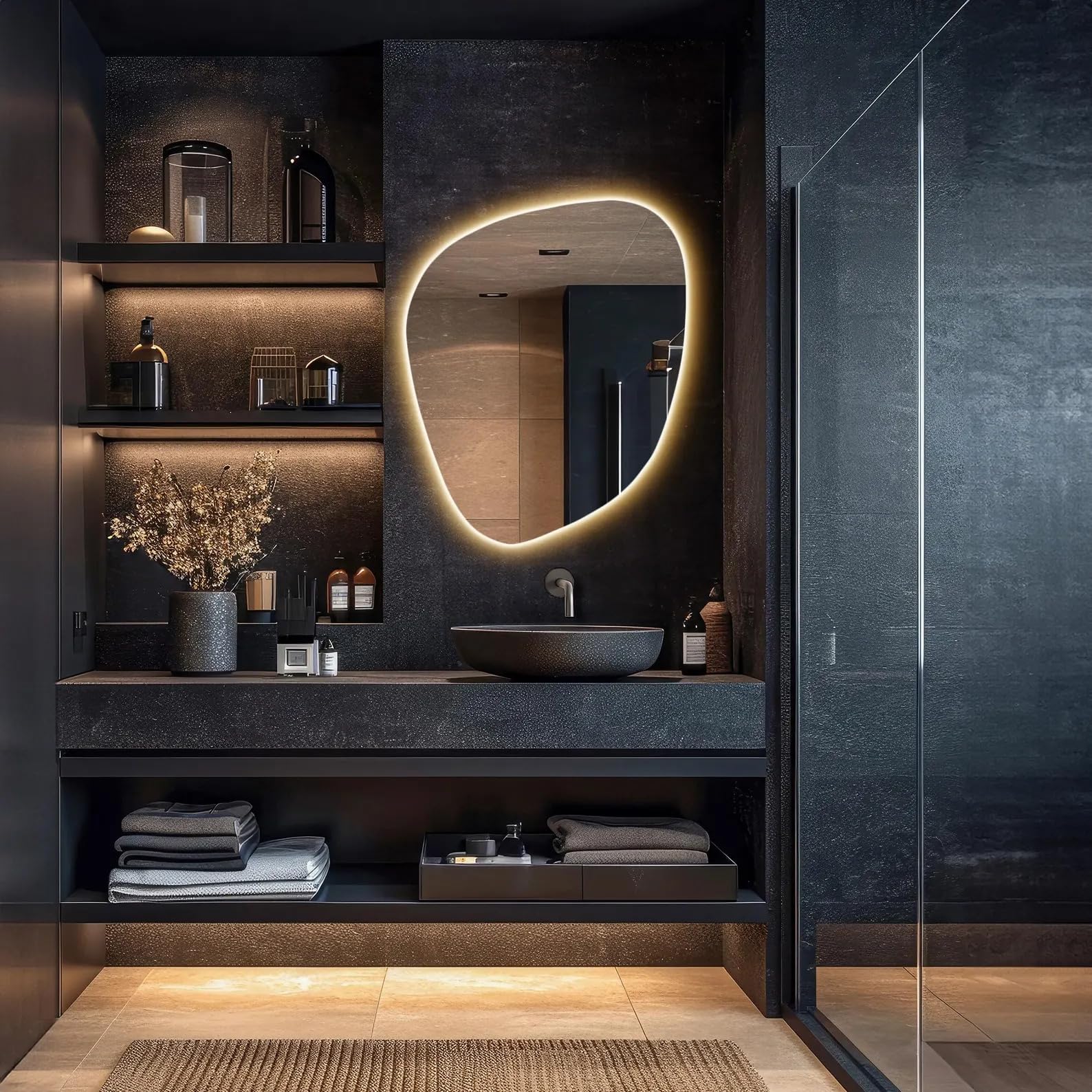 Soho | Asymmetrical Bathroom Mirror with Lights