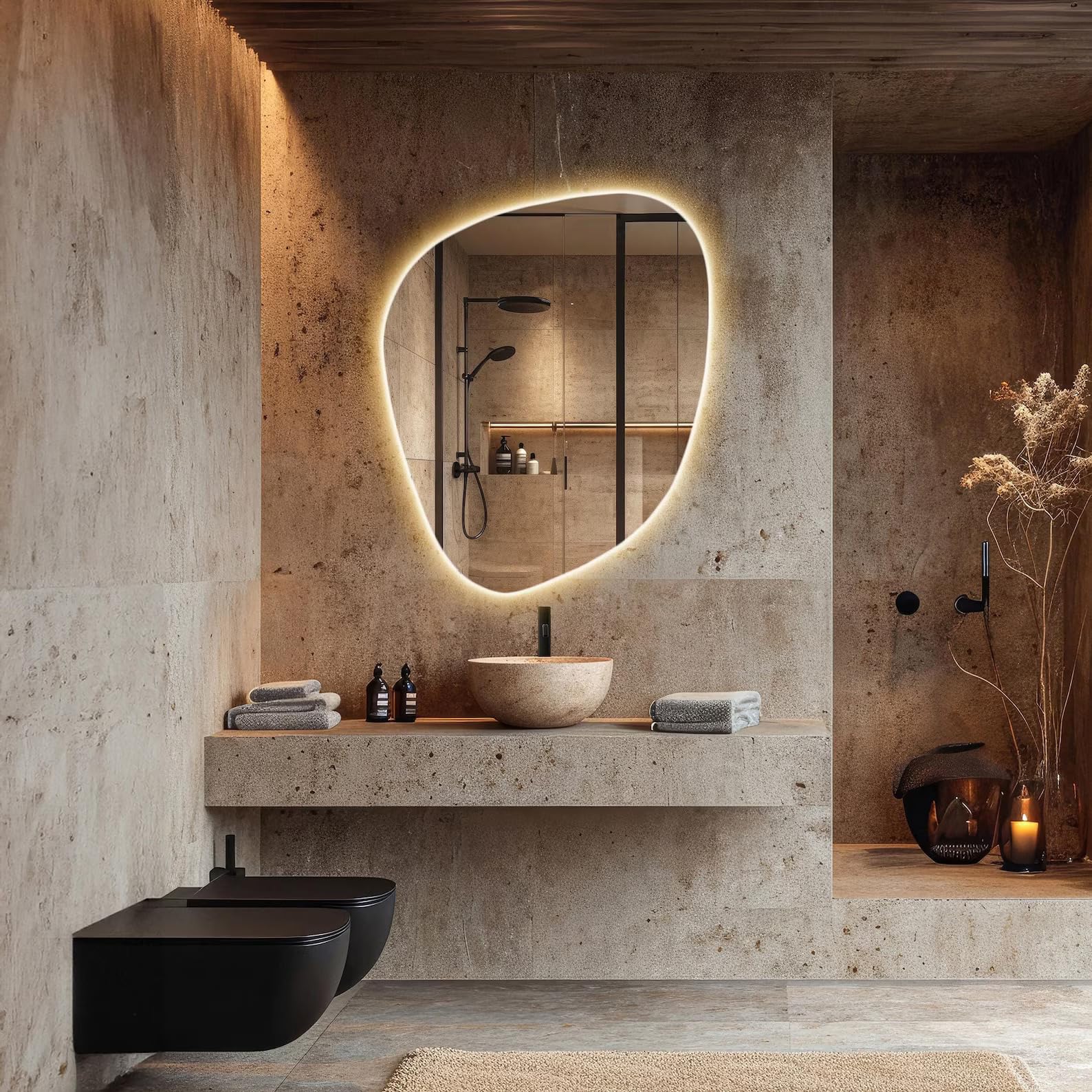 Soho | Asymmetrical Bathroom Mirror with Lights