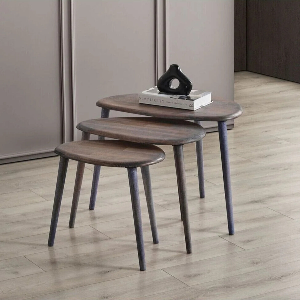 Molina | Solid Wood Nesting Coffee Tables (Anthracite)