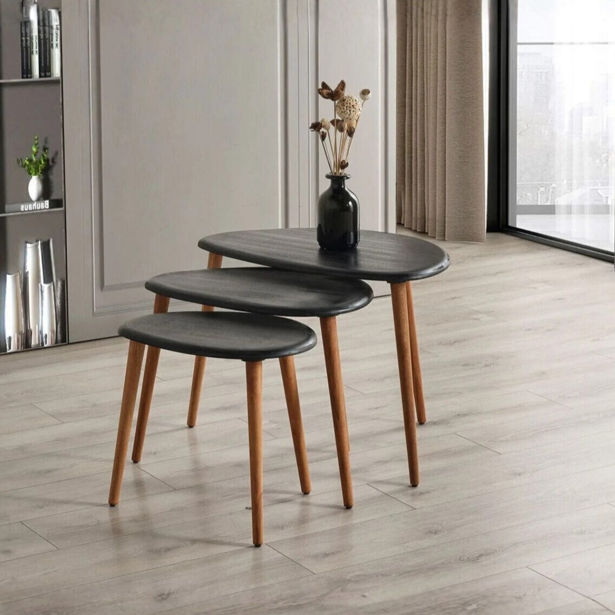 Molina | Solid Wood Nesting Coffee Tables (Black)