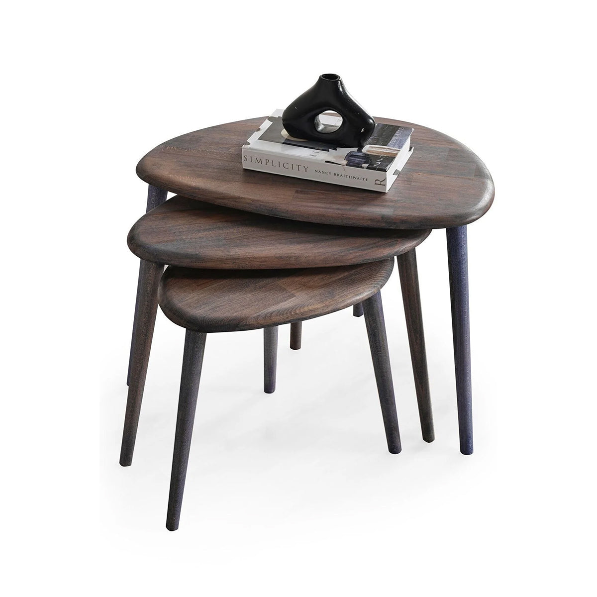 Molina | Solid Wood Nesting Coffee Tables (Anthracite)