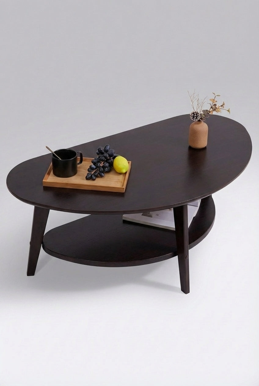 Moon | Modern Oval Orta Sehpa | Alt Raflı Salon Sehpası | Minimal & Şık Tasarım