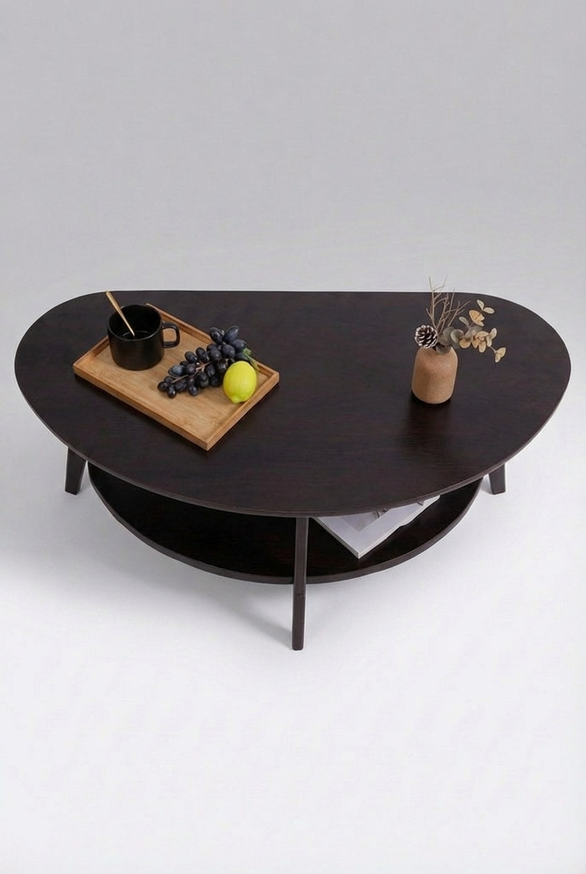 Moon | Modern Oval Orta Sehpa | Alt Raflı Salon Sehpası | Minimal & Şık Tasarım